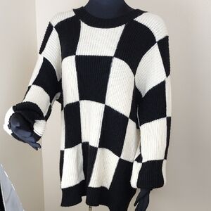 Torrid Black White Checkerboard Colorblock Chunky Sweater Torrid Size 1